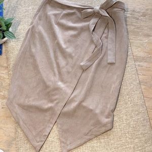 Faux  suede asymmetrical, Demi wrap, pencil skirt used excellent condition